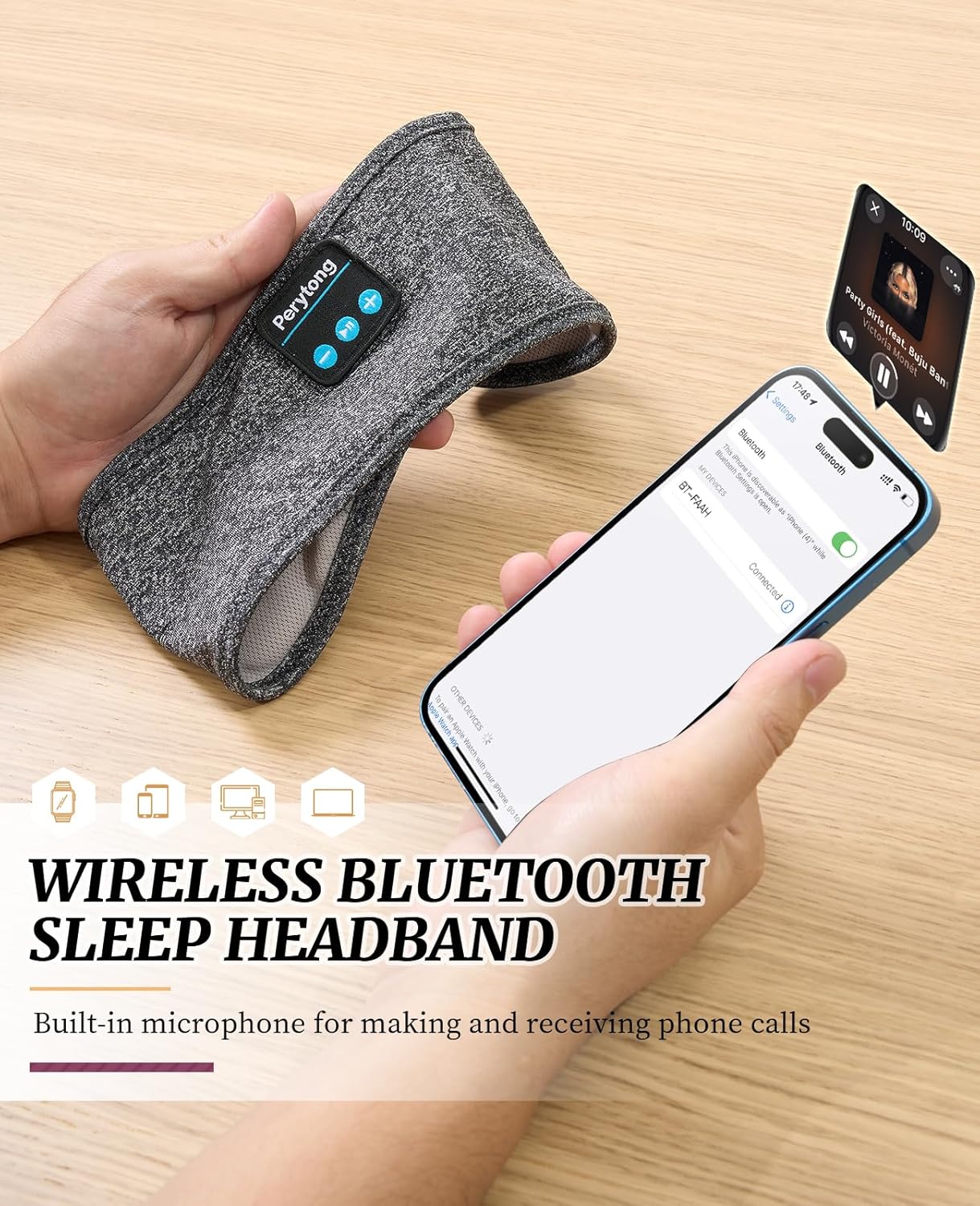 Wireless Bluetooth Sleep Headband – Ultra-Thin HD Stereo Speakers for Comfortable, Distraction-Free Rest