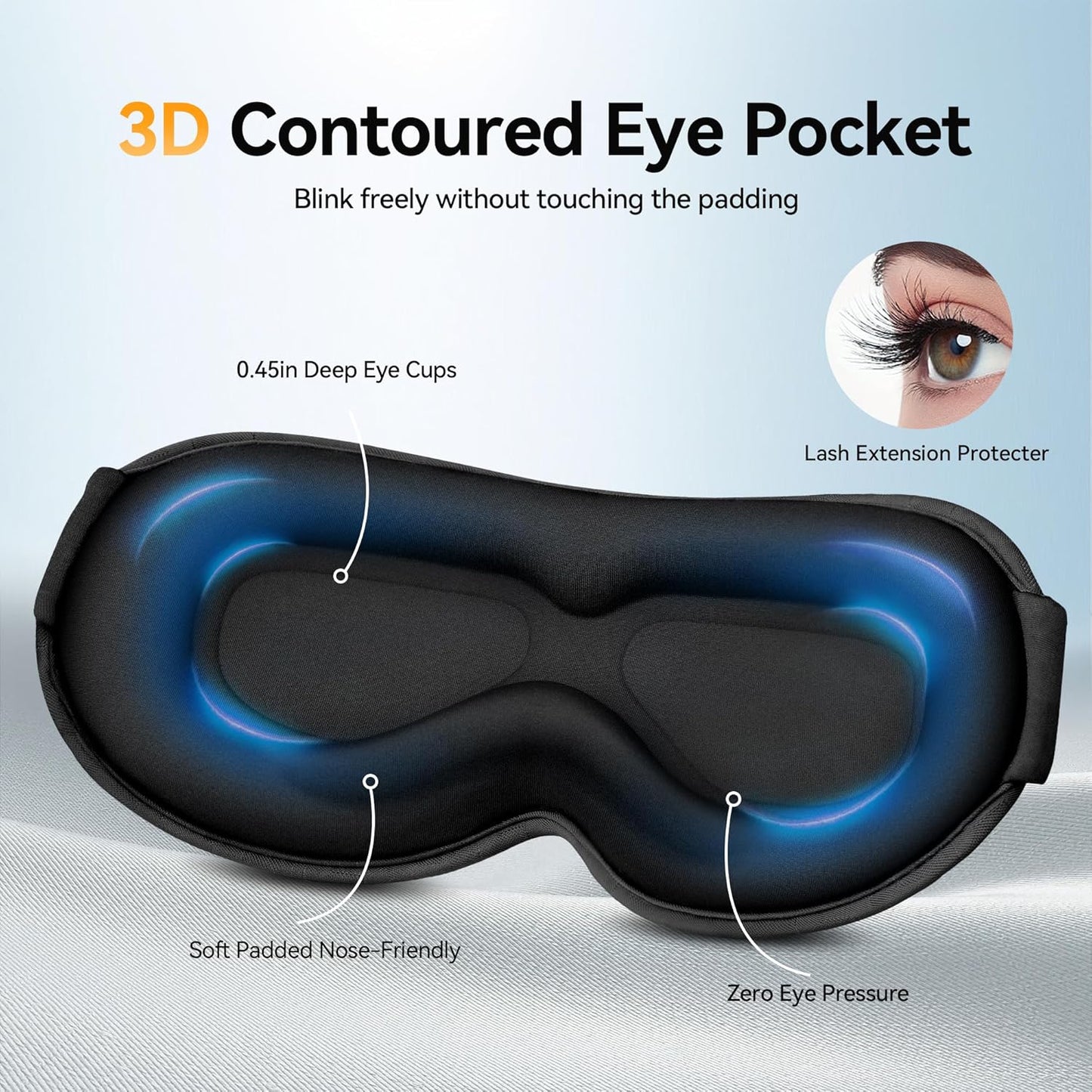 Eye Mask for Sleeping - Sleep Mask for Women Men, Blackout Eye Cover and Memory Foam Blindfold