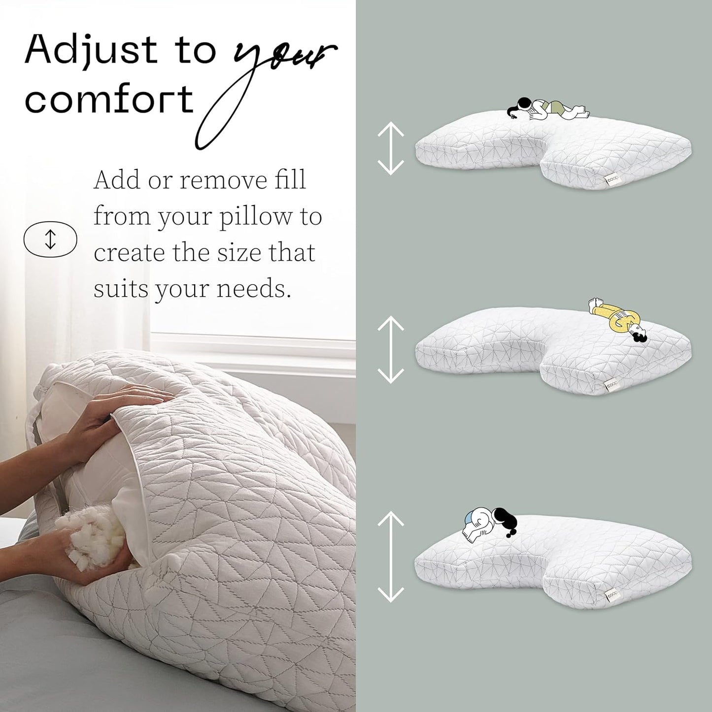 Luxury Adjustable Memory Foam Pillow – Ergonomic Design, Premium Support, Certified for Safety & Comfort