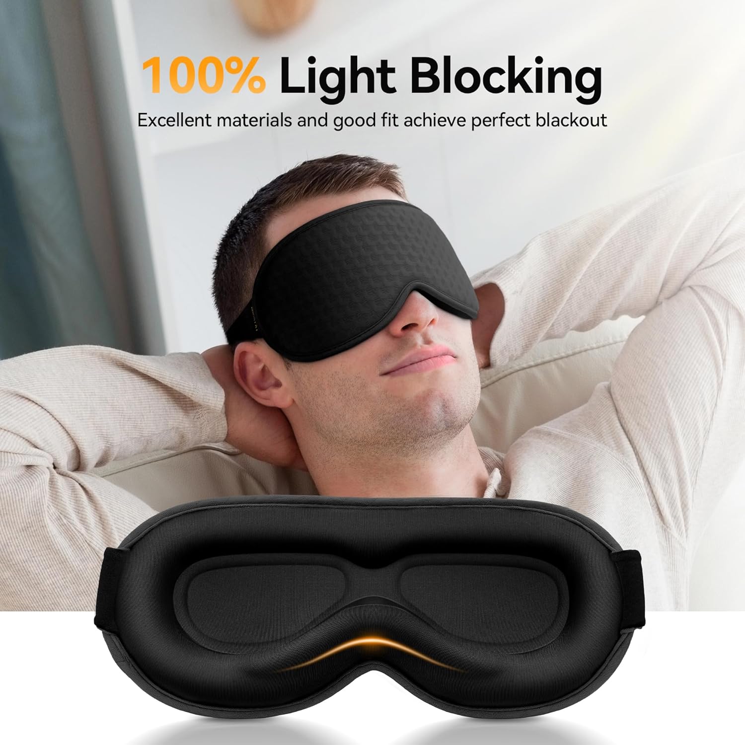 Eye Mask for Sleeping - Sleep Mask for Women Men, Blackout Eye Cover and Memory Foam Blindfold