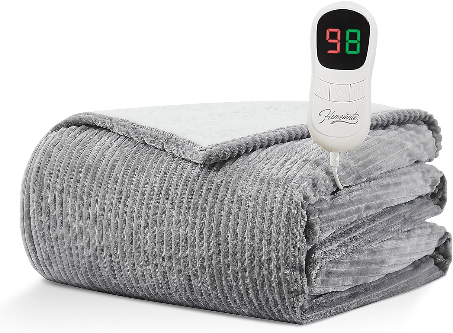 Heated Electric Blanket Throw – 50" x 60", 5 Heat Levels, 4-Hour Auto-Off, Overheat Protection, Soft Flannel & Sherpa, ETL Certified